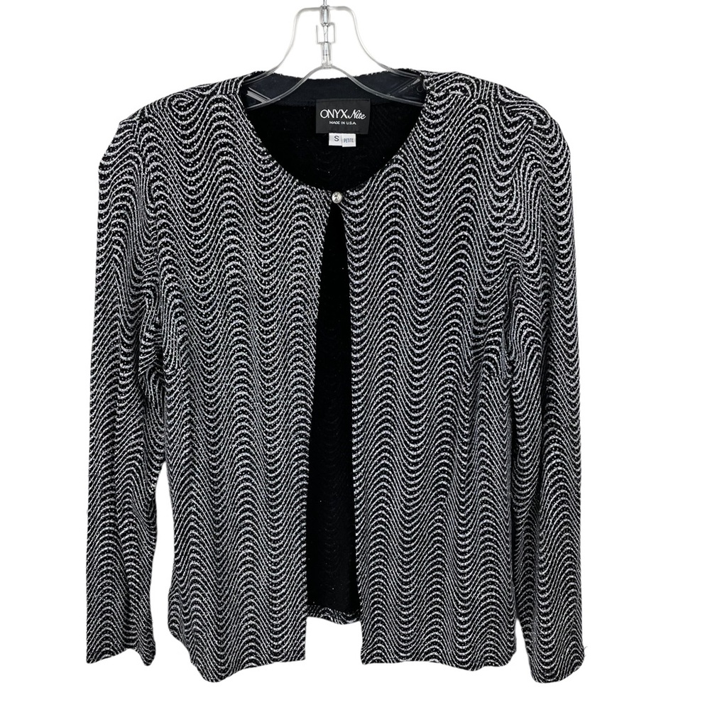 ONYX Nite Wavy Sparkly Classy Cardigan Great for Holidays Size Small See Video!